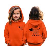 Générique Sweat à Capuche Festif pour Fillette avec Code QR interactif pour des Surprises de Noël Magiques et Un Partage Joyeux en Famille (Orange, 3-4 Years)