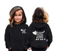 Générique Sweat à Capuche Festif pour Fillette avec Code QR interactif pour des Surprises de Noël Magiques et Un Partage Joyeux en Famille (Black, 6-7 Years)