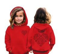 Générique Sweat à Capuche Festif pour Fillette avec Code QR interactif pour des Surprises Magiques de Noël et Un Design Confortable idéal pour Les célébrations Hivernales (Red, 3-4 Years)