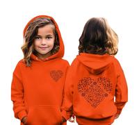 Générique Sweat à Capuche Festif pour Fillette avec Code QR interactif pour des Surprises Magiques de Noël et Un Design Confortable idéal pour Les célébrations Hivernales (Orange, 9-10 Years)