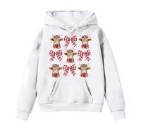 Générique Sweat à Capuche Fille avec imprimé Vache et nœud Adorable pour enfantin Confortable et Tendance (White, 3-4 Years)