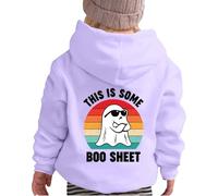 Générique Sweat a Capuche Fille Imprimé Fantôme Halloween Sweat-Shirt Kawaii Oversize Pull À Manches Longues avec Lettres Imprimées Crop Vêtements Enfants Confortable Loisirs École Quotidien,3-4 Ans