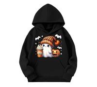 Générique Sweat À Capuche Fille Imprimé Fantôme Halloween Sweatshirt Mignon Oversize Hoodie À Manches Longues Décontracté avec Poche Crop Vêtements Enfants Mode Loisirs École Quotidien,7-8 Ans