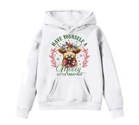 Générique Sweat à Capuche Fille imprimé Vache avec nœud Adorable pour fêtes de Noël vêtements Enfants Confortable et Tendance (White, 3-4 Years)