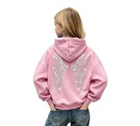 Générique Sweat à Capuche Fille Pull Décontracté Manches Longues Style Imprimé Ailes Top Sweat Y2K Grande Taille pour Automne Hiver Sorties Quotidiennes et Rencontres Entre Amis