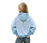 Générique Sweat à Capuche Fille Top Sweat Y2K Grande Taille Imprimé Ailes Pull Décontracté à Manches Longues pour Automne Hiver Sorties Quotidiennes Rencontres Entre Amis