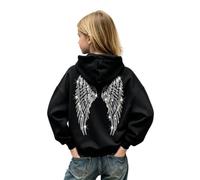 Générique Sweat à Capuche Fille Top Sweat Y2K Grande Taille Imprimé Ailes Pull Décontracté à Manches Longues pour Automne Hiver Sorties Quotidiennes Rencontres Entre Amis