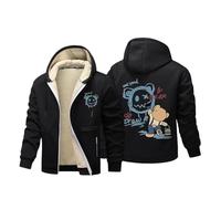 Générique Sweat a Capuche Homme en Polaire Confortable avec Imprimé Ours Petit et Graffiti Manteau Homme Hiver Chaud avec Poches Veste Zippée Coupe-Vent Cardigan Épaisse Sweats pour Outdoor