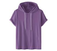 Générique Sweat à Capuche Homme Hoodie Coton Manches Courtes T-Shirt Été Décontracté Tshirts Couleur Unie Tee Shirt Sport Respirant Tee-Shirt Confortable Teeshirt Mes Commandes Passées 02 Violet 4XL