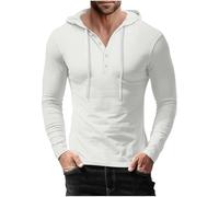 Générique Sweat à Capuche Homme Hoodie Décontracté Mode Sportswear Couleur Unie Sweatshirt Manche Longue Oversize Sweat-Shirt Patte de Boutonnage Vêtements Mes Commandes Blanc XXL