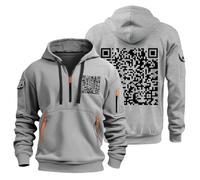 Générique Sweat À Capuche Homme Imprimé Nouveauté Drôle Pull Zippé Grande Taille Manches Longues Funny Fu QR Code Hoodie Unisex Fuck You QR Code Hoodies Joke Sweatshirt Gris Clair M