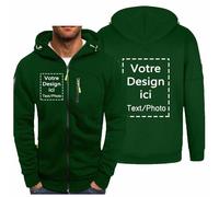 Générique Sweat à Capuche Homme Personnalisé avec Votre Image Recto-Verso Sweat Zippé Ajoutez Votre Propre Photo/Texte/Logo Sport Pull Hoody Mode Automne Hiver Sportswear