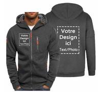 Générique Sweat à Capuche Homme Personnalisé avec Votre Image Recto-Verso Sweat Zippé Ajoutez Votre Propre Photo/Texte/Logo Sport Pull Hoody Mode Automne Hiver Sportswear