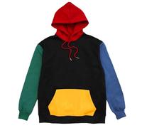 Générique Sweat À Capuche Homme Printemps Automne Mode Personnalité Multi Couleur Splicing Coupe Relaxed Branché pour Concerts avec Poches (Black, XL)