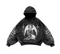 Générique Sweat À Capuche Homme Pullover Doublure Polaire Motif Unisexe Décontracté Streetwear Confortable Tissu Souple Design Y2K Coupe Ample Style Tendance pour Un Usage Polyvalent Élégant