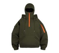Générique Sweat à Capuche Homme Zippé Balaclava Sweat-Shirts Sweatshirts Polaire Cagoule Moto Masque Anti-Vent pour Sports de Plein Air Vélo Manteau Automne et Hiver Chaude Veste À Manches Longues