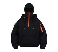 Générique Sweat à Capuche Homme Zippé Balaclava Sweat-Shirts Sweatshirts Polaire Cagoule Moto Masque Anti-Vent pour Sports de Plein Air Vélo Manteau Automne et Hiver Chaude Veste À Manches Longues