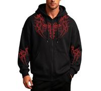Générique Sweat à Capuche imprimé Halloween, Manches Longues, Pull-Over, Haut décontracté de Saison (Black2, L)