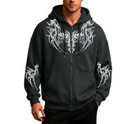 Générique Sweat à Capuche imprimé Halloween, Manches Longues, Pull-Over, Haut décontracté de Saison (Grey, XL)