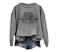 Générique Sweat à Capuche léger à Manches Longues et col Ras du Cou pour Femme, Sweat à Capuche léger avec Lettres imprimées à la Mode (Grey, XXL)