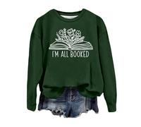 Générique Sweat à Capuche léger à Manches Longues et col Ras du Cou pour Femme, Sweat à Capuche léger avec Lettres imprimées à la Mode (Dark Green, XXL)