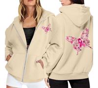 Générique Sweat à Capuche Octobre Rose Femme, Pull Octobre Rose Femme, Sweat à Capuche Zippé Sweats à Zippé Ruban De Sensibilisation Au Cancer du Sein D'Octobres Sweats
