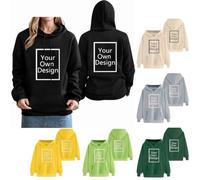 Générique Sweat à Capuche Personnalisable Unisexe Pull Personnalisé Recto/Verso avec Texte Logo Photo pour Hommes et Femmes Décontracté Manche Longue Veste de Sport Hoodies pour Printemps et Automnes