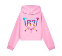 Générique Sweat à Capuche pour Enfants avec Le NuméRo 67 Imprimé Dessus Court en Tissu Extensible avec Poche Kangourou idéal pour Le Printemps/été pour(4-16Y) Convient aux garçons