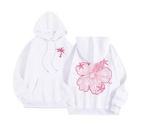 Générique Sweat A Capuche pour Femme Imprimé Arrière Océan Palm Manche Longue Décontracté Pull À Capuche en Polaire De Couleur Unie Sweatshirts avec Poche Et Cordon Streetwear Automne Hiver