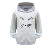 Générique Sweat à Capuche pour Filles Manches Longues Chaud vêtements Enfants imprimé Dessins animés Haut Pull survêtement Confortable Mode (Grey, 8-9 Years)