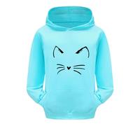 Générique Sweat à Capuche pour Filles Manches Longues Chaud vêtements Enfants imprimé Dessins animés Haut Pull survêtement Confortable Mode (Blue, 6-7 Years)