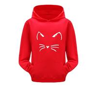 Générique Sweat à Capuche pour Filles Manches Longues Chaud vêtements Enfants imprimé Dessins animés Haut Pull survêtement Confortable Mode (Red, 3-4 Years)