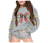Générique Sweat à Capuche pour Filles Tendance avec imprimé Festif et Design à nœud élégant pour Un Style décontracté et Confortable Quotidien (Grey, 4-5 Years)