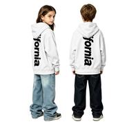 Générique Sweat à Capuche pour garçon avec Grand imprimé du nom de la Ville, Manches Longues, Style décontracté Doux pour Enfants (White, 3-4 Years)