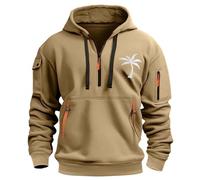 Générique Sweat À Capuche pour Homme Grandes Taille Col Zippé Sweatshirt Decontracte Imprimé Plantes Palmiers Jumper avec Poche Manche Longue Confortables Sweat De Travail pour Hiver Et Automne
