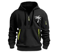 Générique Sweat À Capuche pour Homme Grandes Taille Col Zippé Sweatshirt Decontracte Imprimé Plantes Palmiers Jumper avec Poche Manche Longue Confortables Sweat De Travail pour Hiver Et Automne