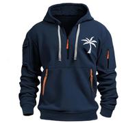 Générique Sweat À Capuche pour Homme Grandes Taille Col Zippé Sweatshirt Decontracte Imprimé Plantes Palmiers Jumper avec Poche Manche Longue Confortables Sweat De Travail pour Hiver Et Automne