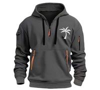 Générique Sweat À Capuche pour Homme Grandes Taille Col Zippé Sweatshirt Decontracte Imprimé Plantes Palmiers Jumper avec Poche Manche Longue Confortables Sweat De Travail pour Hiver Et Automne