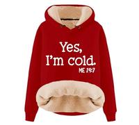 Générique Sweat à capuche Sherpa unisexe avec inscription humoristique - Pull à capuche d'hiver doublé « Yes, I'm Cold » | Pull douillet pour les bosses de gel