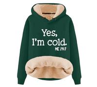 Générique Sweat à capuche Sherpa unisexe avec inscription humoristique - Pull à capuche d'hiver doublé « Yes, I'm Cold » | Pull douillet pour les bosses de gel