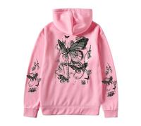 Générique Sweat à Capuche Unisexe Pull Minimaliste Imprimé Papillon en Molleton Confort pour Un Style Épuré Idéal pour Le Quotidien et Les Sorties Décontractées Entre Amis (XXXL)