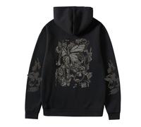 Générique Sweat à Capuche Unisexe Pull Minimaliste Imprimé Papillon en Molleton Confort pour Un Style Épuré Idéal pour Le Quotidien et Les Sorties Décontractées Entre Amis (Black, XL)