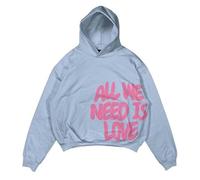 Générique Sweat a Capuche Y2K Baggy avec Imprimé Alphabet All WE Need is Love Sweatshirts Décontractées avec Poches Hoodie Manches Longues Chic et Elegant Pullover Boyfriend Mode pour Streetwear