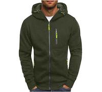 Générique Sweat à Capuche Zipper Hommes Couleur Unie légers Sport Hood Pull Manches Longues Chaud Décontracté Zip Automne Hiver Pullover Hommes Cordon de Serrage Classique Hoody Mode Confortable