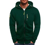 Générique Sweat à Capuche Zipper Hommes Couleur Unie légers Sport Hood Pull Manches Longues Chaud Décontracté Zip Automne Hiver Pullover Hommes Cordon de Serrage Classique Hoody Mode Confortable