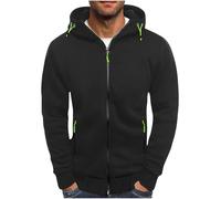 Générique Sweat à Capuche Zipper Hommes Couleur Unie légers Sport Hood Pull Manches Longues Chaud Décontracté Zip Automne Hiver Pullover Hommes Cordon de Serrage Classique Hoody Mode Confortable