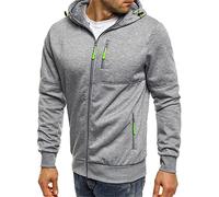 Générique Sweat à Capuche Zipper Hommes Couleur Unie légers Sport Hood Pull Manches Longues Chaud Décontracté Zip Automne Hiver Pullover Hommes Cordon de Serrage Classique Hoody Mode Confortable