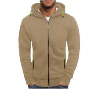 Générique Sweat à Capuche Zipper Hommes Couleur Unie légers Sport Hood Pull Manches Longues Chaud Décontracté Zip Automne Hiver Pullover Hommes Cordon de Serrage Classique Hoody Mode Confortable