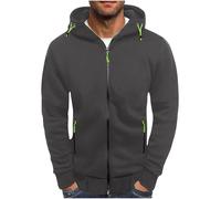 Générique Sweat à Capuche Zipper Hommes Couleur Unie légers Sport Hood Pull Manches Longues Chaud Décontracté Zip Automne Hiver Pullover Hommes Cordon de Serrage Classique Hoody Mode Confortable
