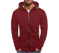 Générique Sweat à Capuche Zipper Hommes Couleur Unie légers Sport Hood Pull Manches Longues Chaud Décontracté Zip Automne Hiver Pullover Hommes Cordon de Serrage Classique Hoody Mode Confortable